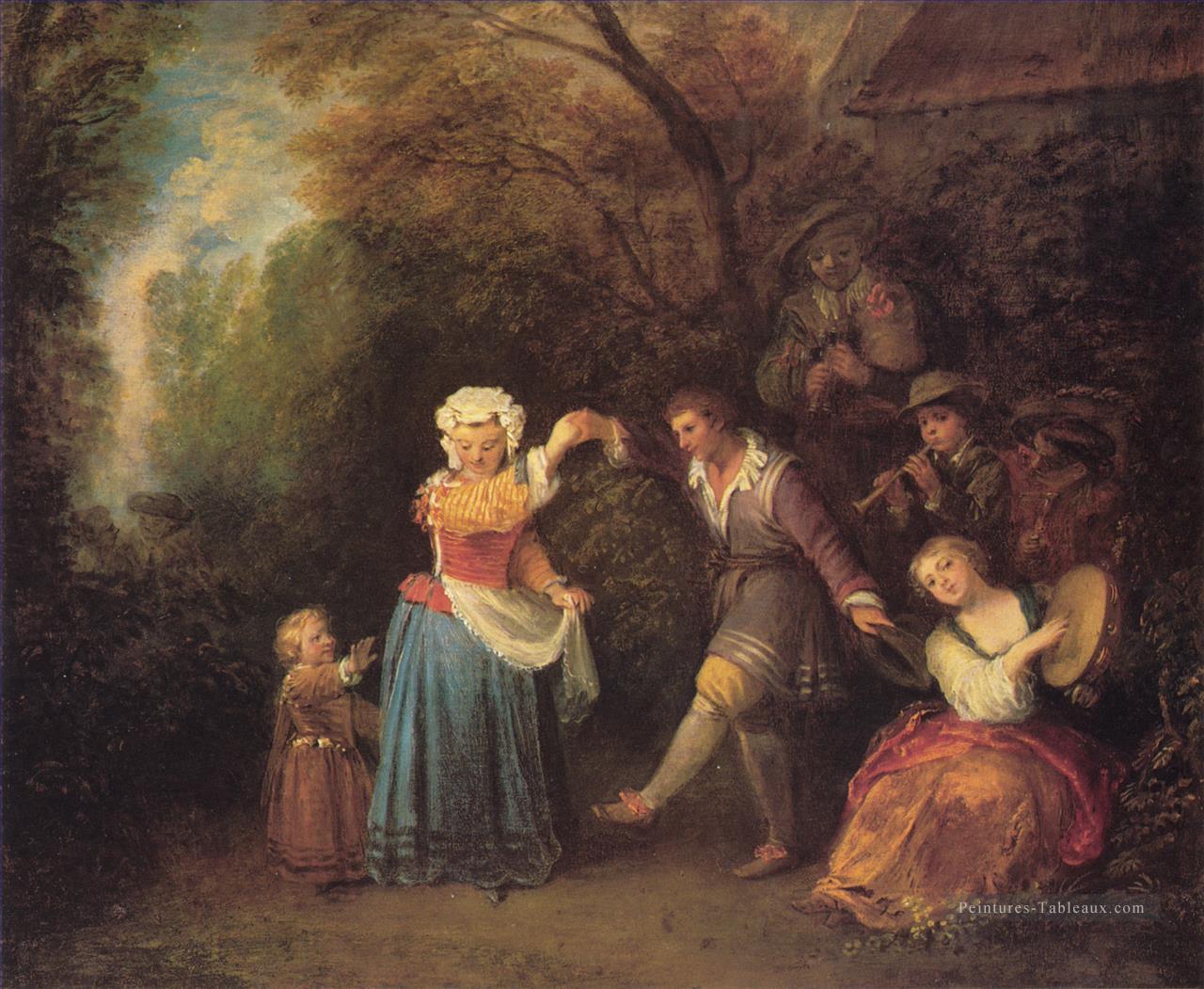 La Danse Champetre Jean Antoine Watteau classique rococo Peintures à l'huile